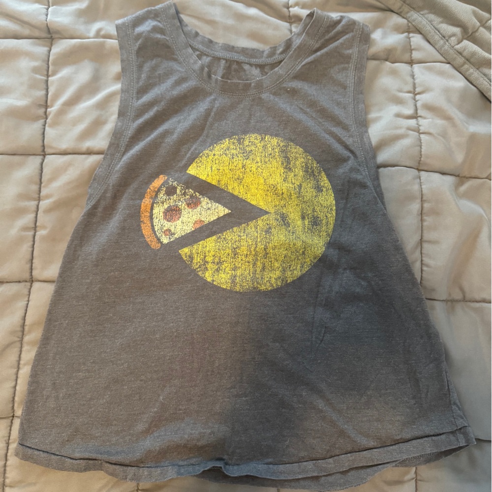 Recycled Karma Gray and Yellow Graphic Tank Top